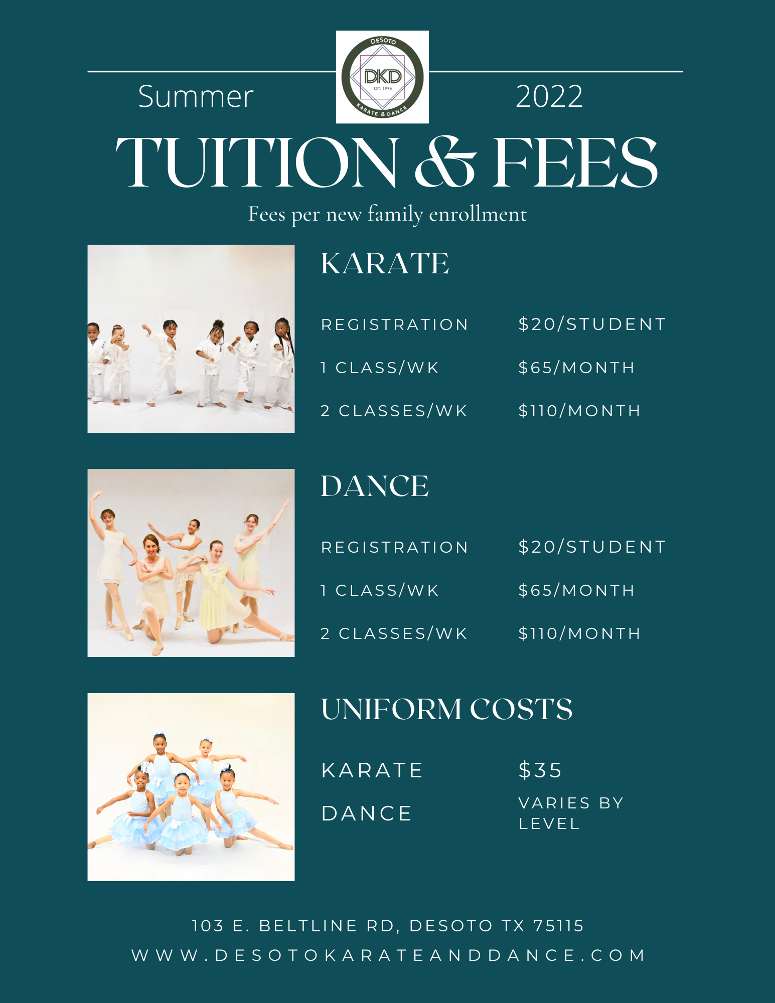 Desoto Dance and Karate Costs